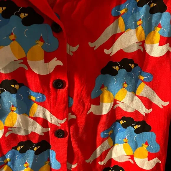 Nooworks RARE Dancing Ladies Button Up Size Large - Picture 2 of 12